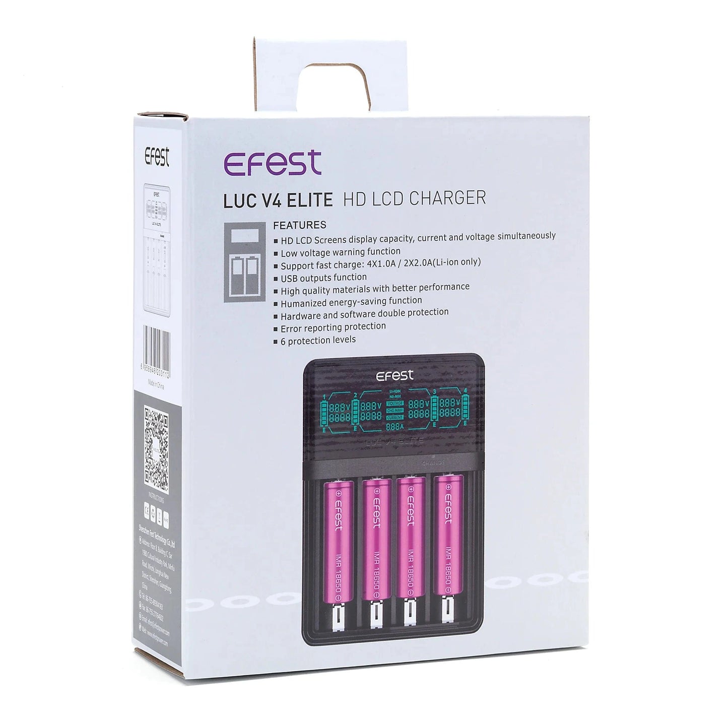Efest LUC V4 Elite - 4-Bay HD LCD 18650 Battery Charger