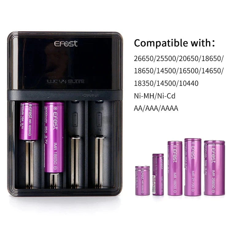 Efest LUC V4 Elite - 4-Bay HD LCD 18650 Battery Charger