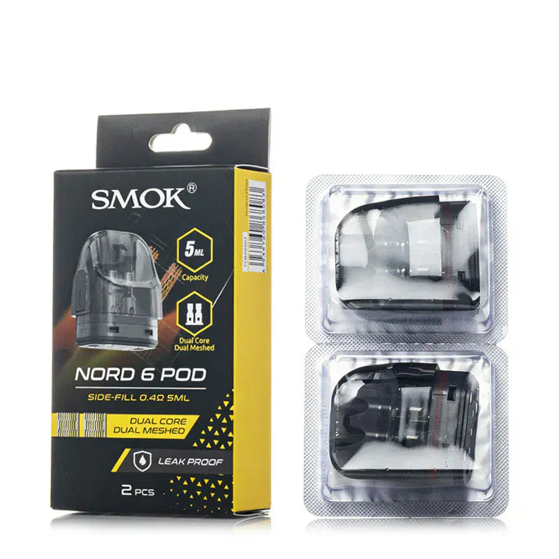 SMOK Nord 6 Replacement Pods 5mL Dual Mesh & Empty Giant Vapes SMOK Nord 6 Replacement Pods 5mL Dual Mesh & Empty Giant Vapes
