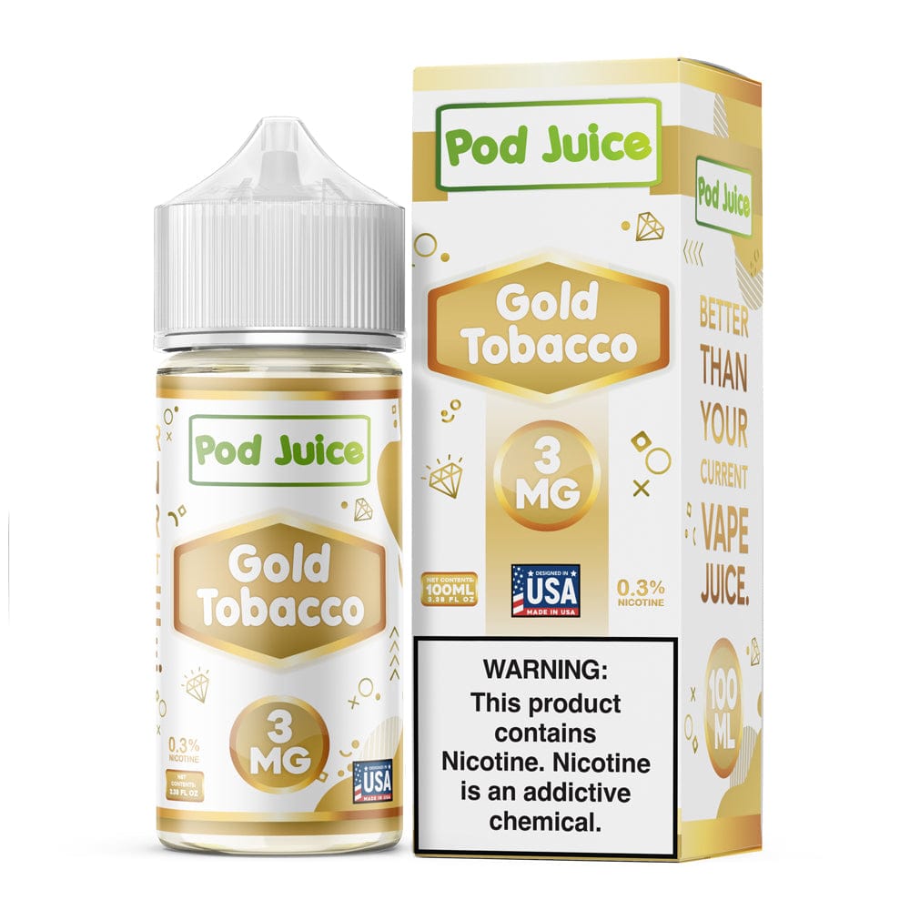 Gold Tobacco by Pod Juice 100mL Freebase Vape Juice Giant Vapes Gold Tobacco by Pod Juice 100mL Freebase Vape Juice Giant Vapes