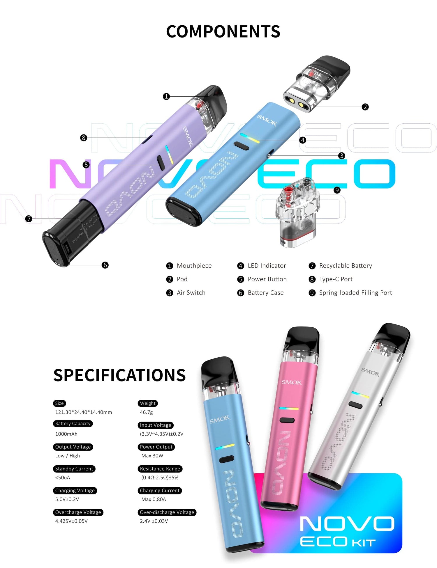 SMOK Novo Eco 30W Pod Kit - Vape Pod Kit | Giant Vapes SMOK Novo Eco 30W Pod Kit - Vape Pod Kit | Giant Vapes
