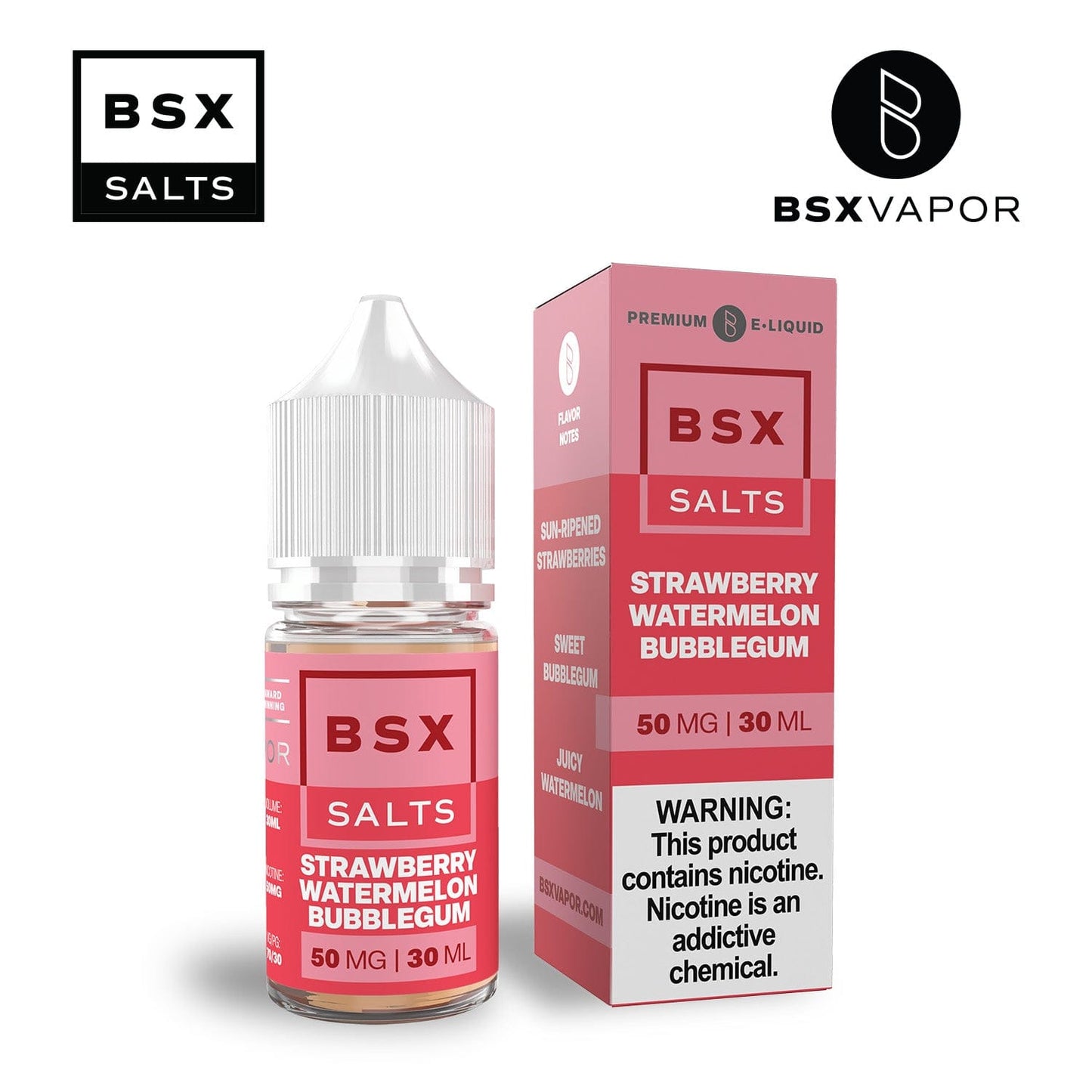 Strawberry Watermelon Bubblegum SALT - BSX Salts - 30mL