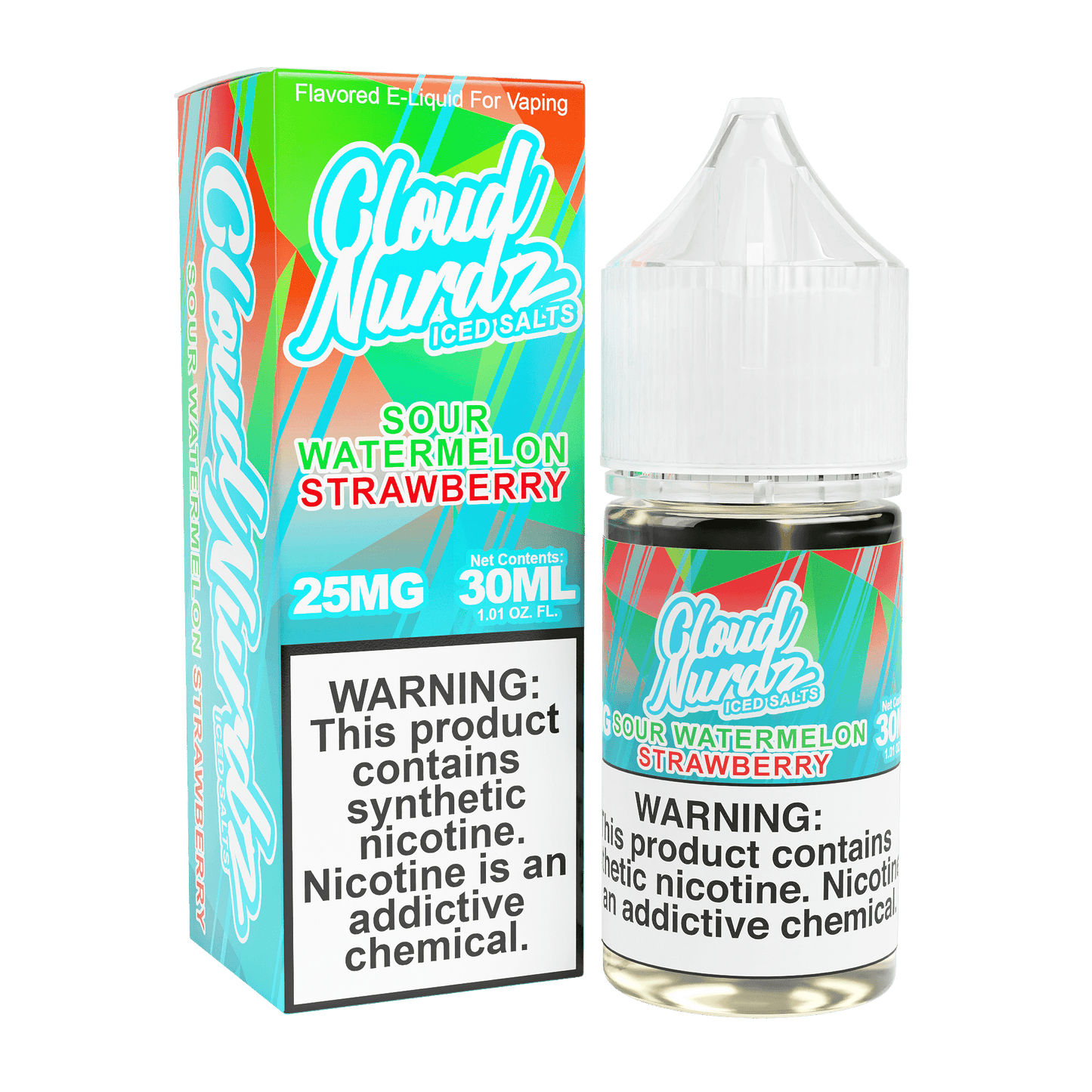 ICED Sour Watermelon Strawberry - Cloud Nurdz Salts - 30mL