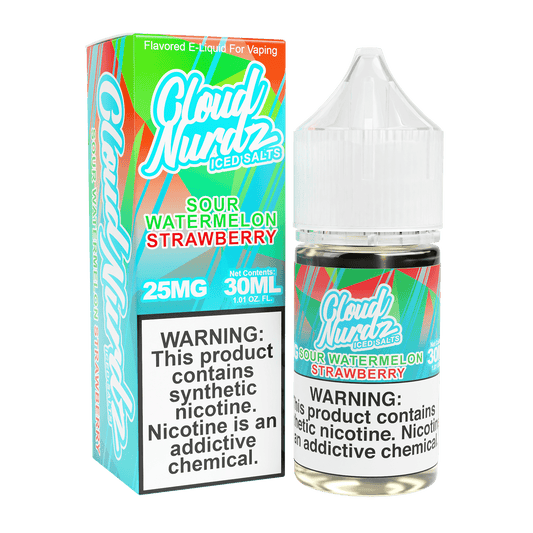 Iced Sour Watermelon Strawberry - Cloud Nurdz Salts - 30mL