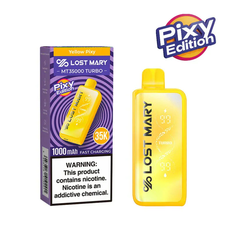 Lost Mary vape device and packaging with Pixy Edition branding on a white background Lost Mary MT35000 Turbo Disposable