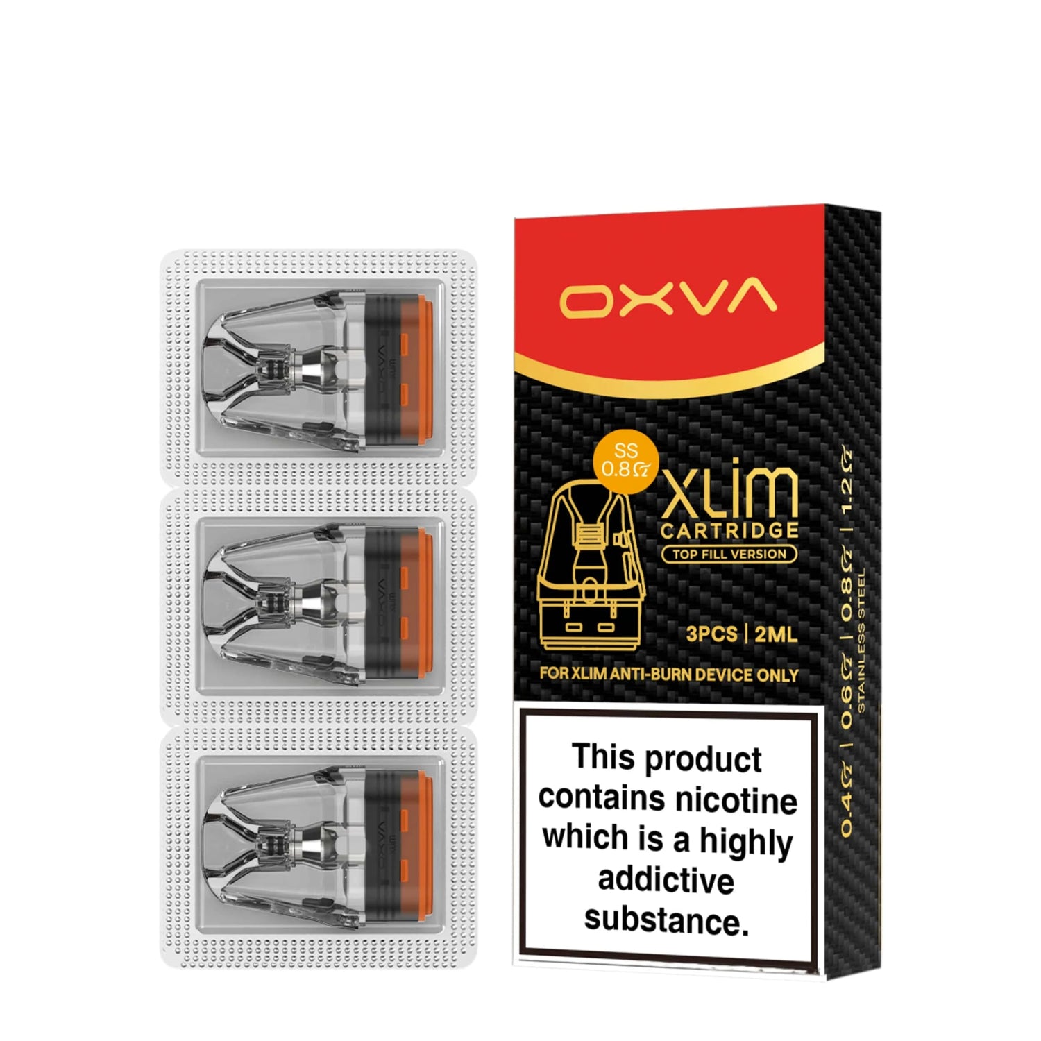 OXVA XLIM Top Fill SS Replacement Pods 3-Pack | For XLIM PRO 2 DNA Giant Vapes OXVA XLIM Top Fill SS Replacement Pods 3-Pack | For XLIM PRO 2 DNA Giant Vapes