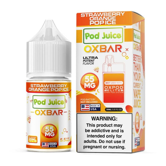 Strawberry Orange Pop ICE SALT - Oxbar x Pod Juice - 30mL