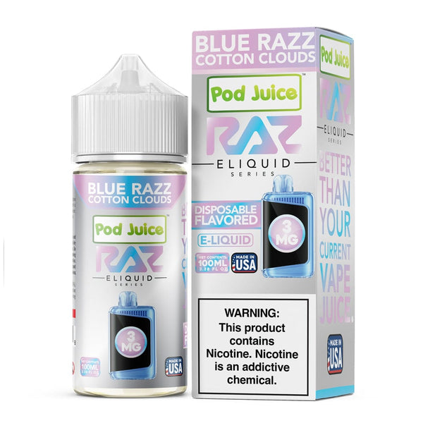 Blue Razz Cotton Clouds - Pod Juice x Raz E-Liquid | Giant Vapes Blue Razz Cotton Clouds - Pod Juice x Raz E-Liquid | Giant Vapes