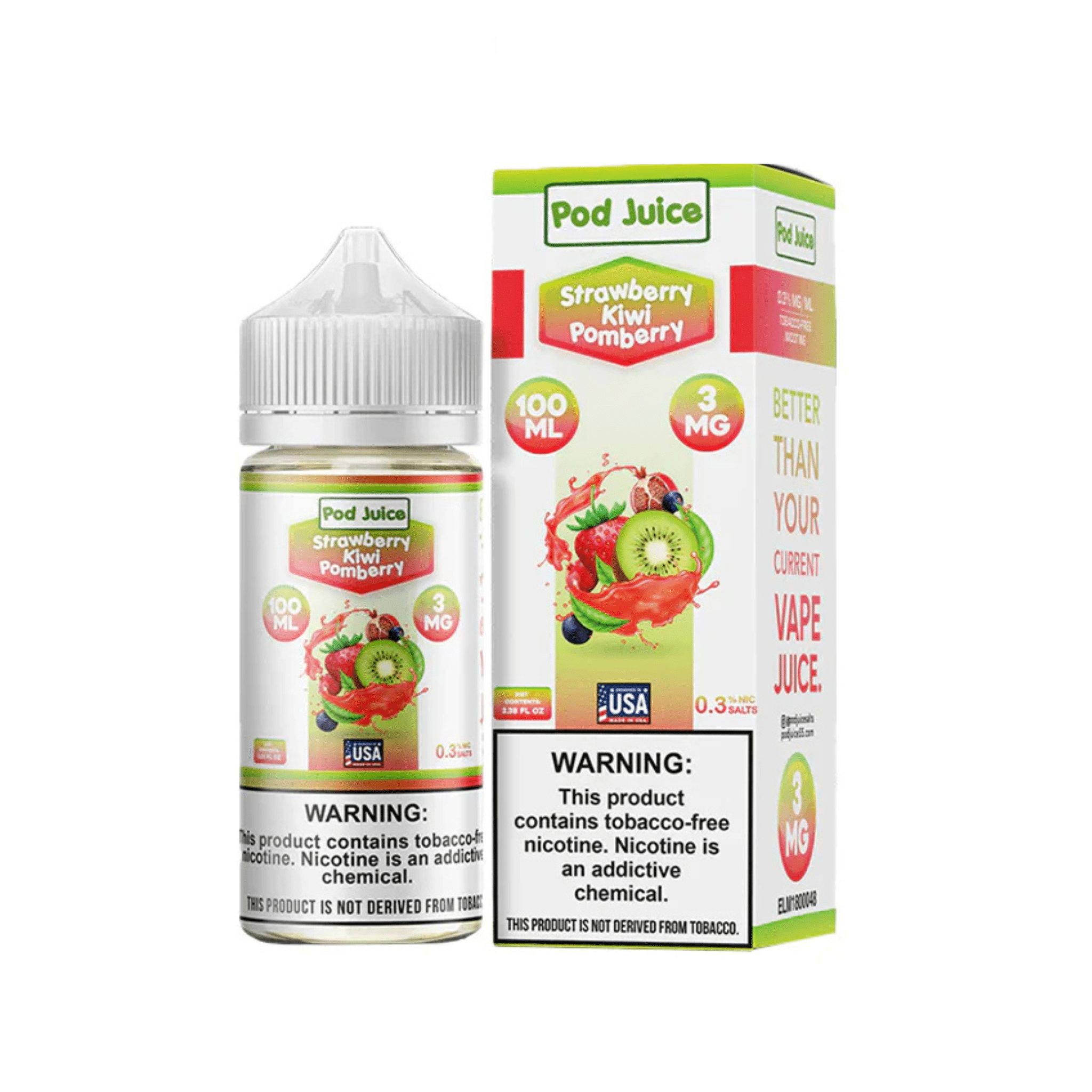 Pod Juice - Freeze Strawberry Kiwi Pomberry - 100mL – Wholesale Vaping Supply