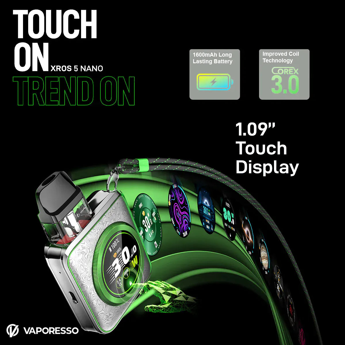 Vaporesso XROS 5 Nano 30W Pod System Touch Screen & 1600mAh Giant Vapes Vaporesso XROS 5 Nano 30W Pod System Touch Screen & 1600mAh Giant Vapes