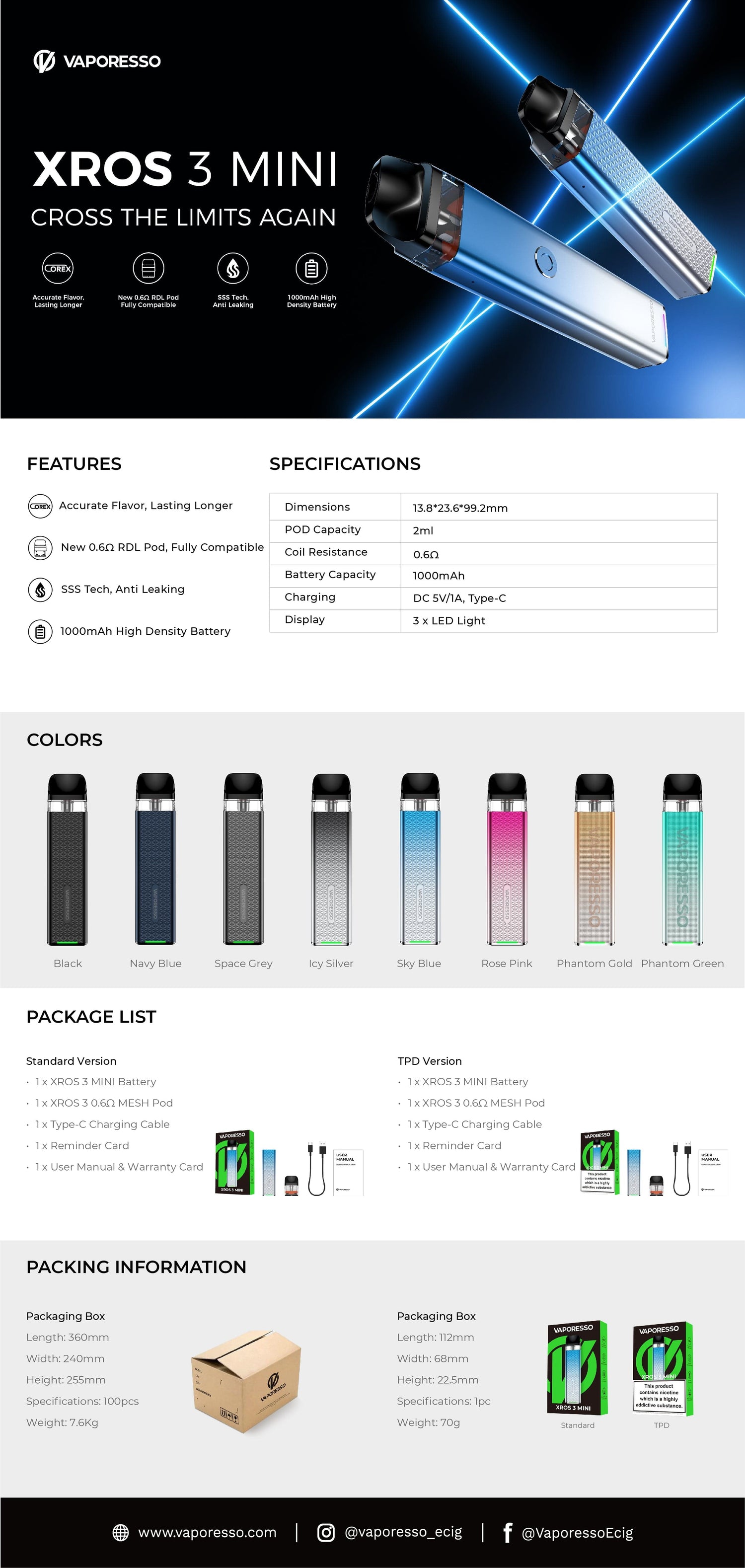 Vaporesso XROS 3 Mini Pod System - Giant Vapes - Vape Kit Vaporesso XROS 3 Mini Pod System - Giant Vapes - Vape Kit