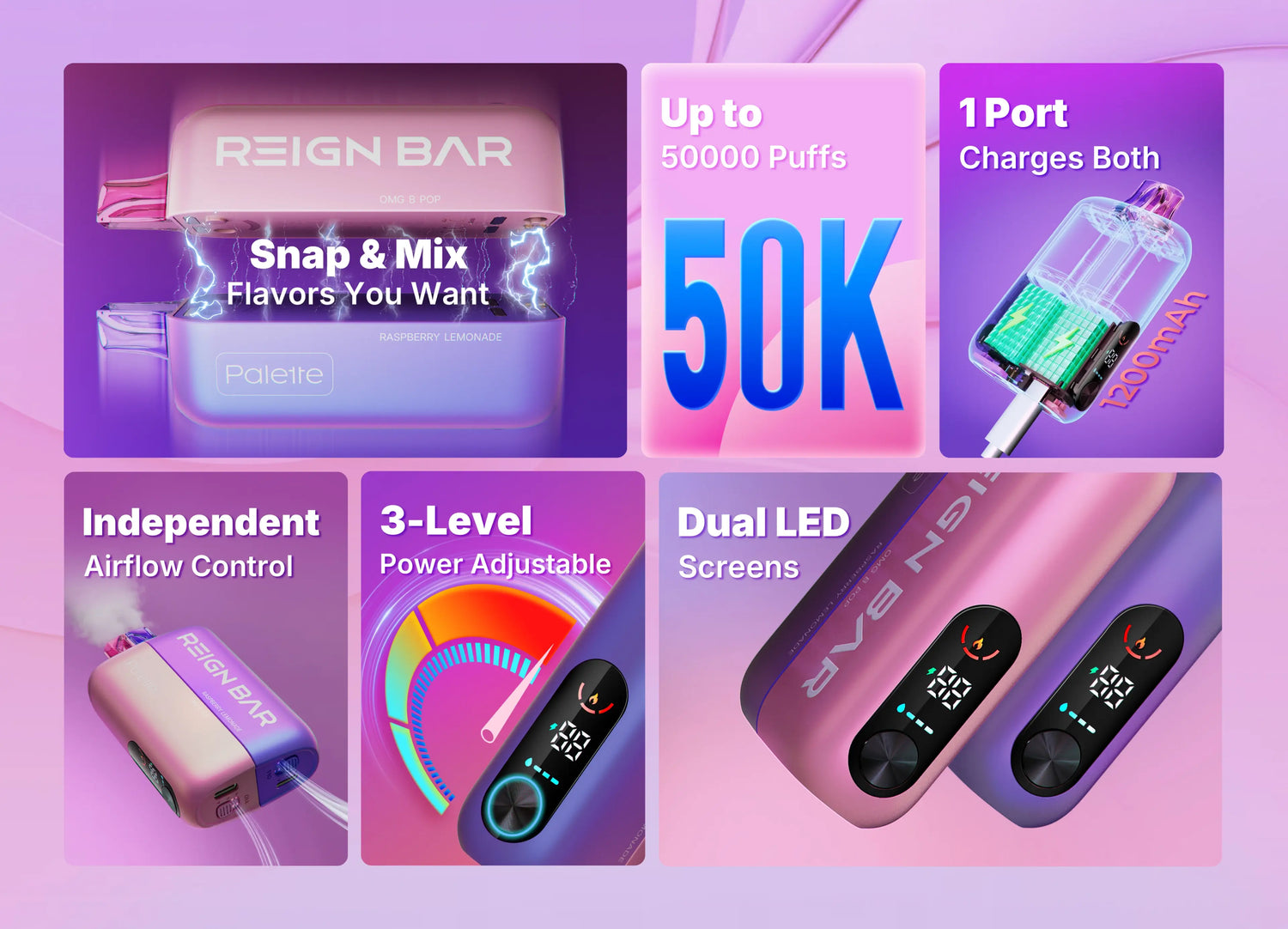 REIGN BAR Palette 50K Disposable Dual Flavor 50,000 Puff Vape Giant Vapes REIGN BAR Palette 50K Disposable Dual Flavor 50,000 Puff Vape Giant Vapes