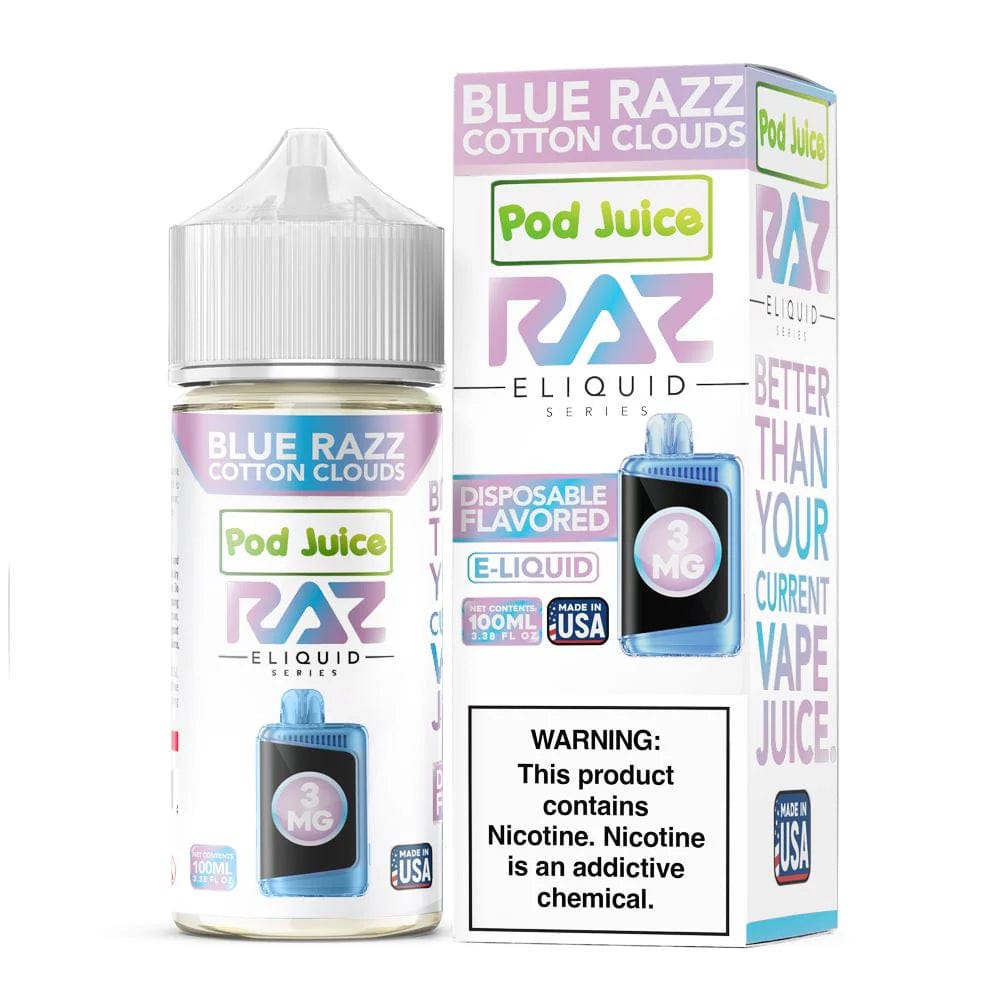 Blue Razz Cotton Clouds - Pod Juice x Raz E-Liquid - 100mL