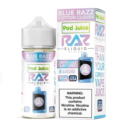 Blue Razz Cotton Clouds - Pod Juice x Raz E-Liquid - 100mL