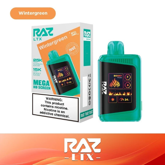 wintergreen raz vape flavor Disposable RAZ LTX 25K Disposable Vape (5%, 25000 Puffs) - Wintergreen Flavor:Peach Gelato Fume Salt Nic Vuse ePod 2.0 Pods: