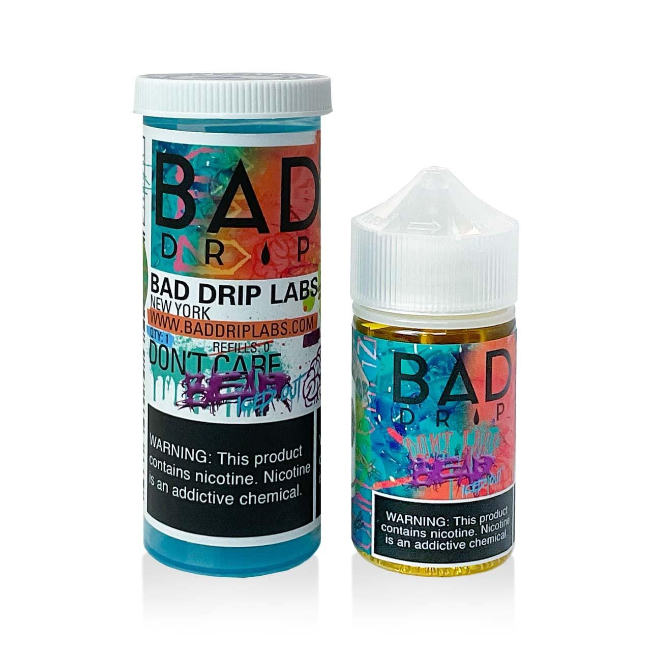 Bad Drips Don't Care Bare Iced Out eliquid bottle